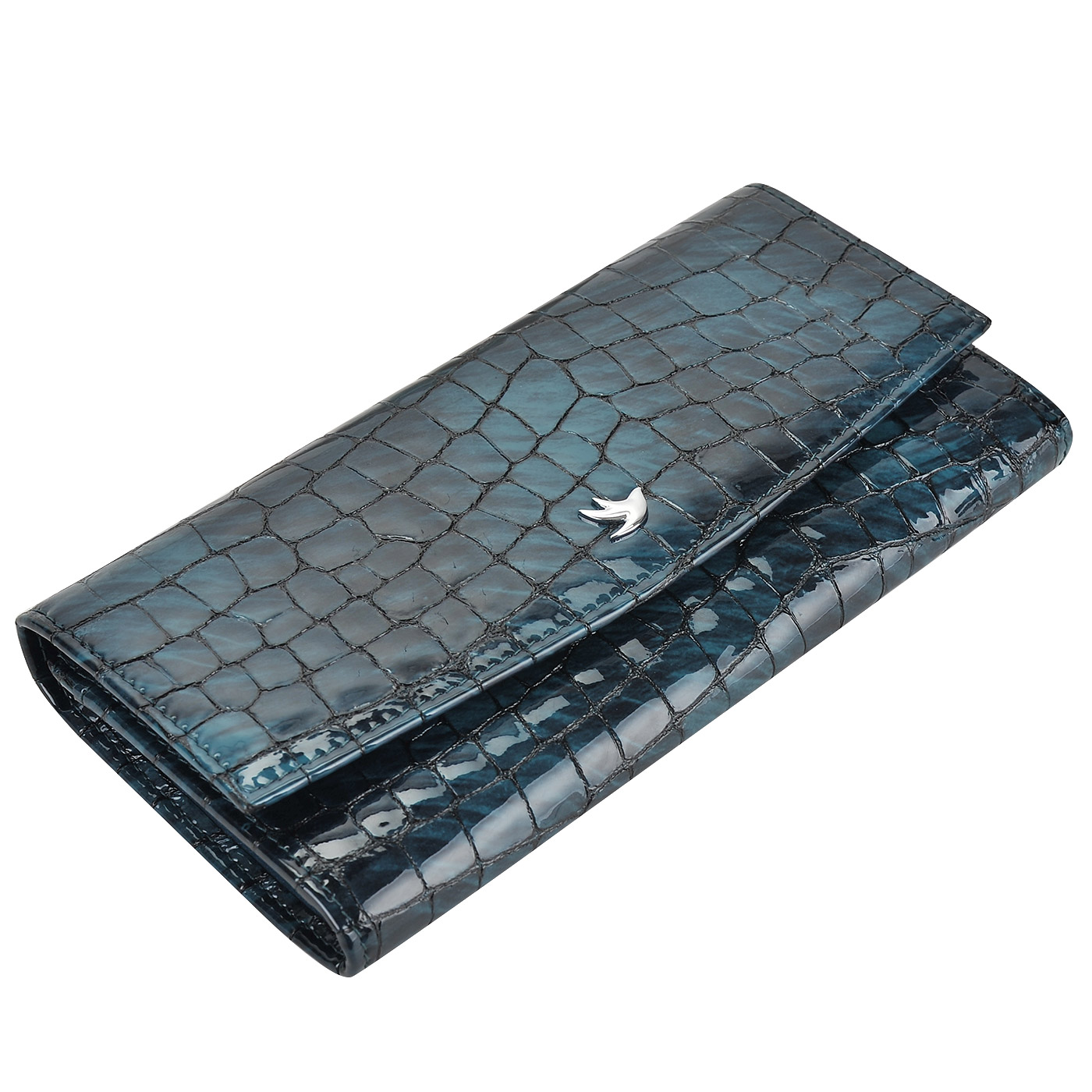 Кожаное лаковое портмоне с выделкой под крокодила Aurelli Divine