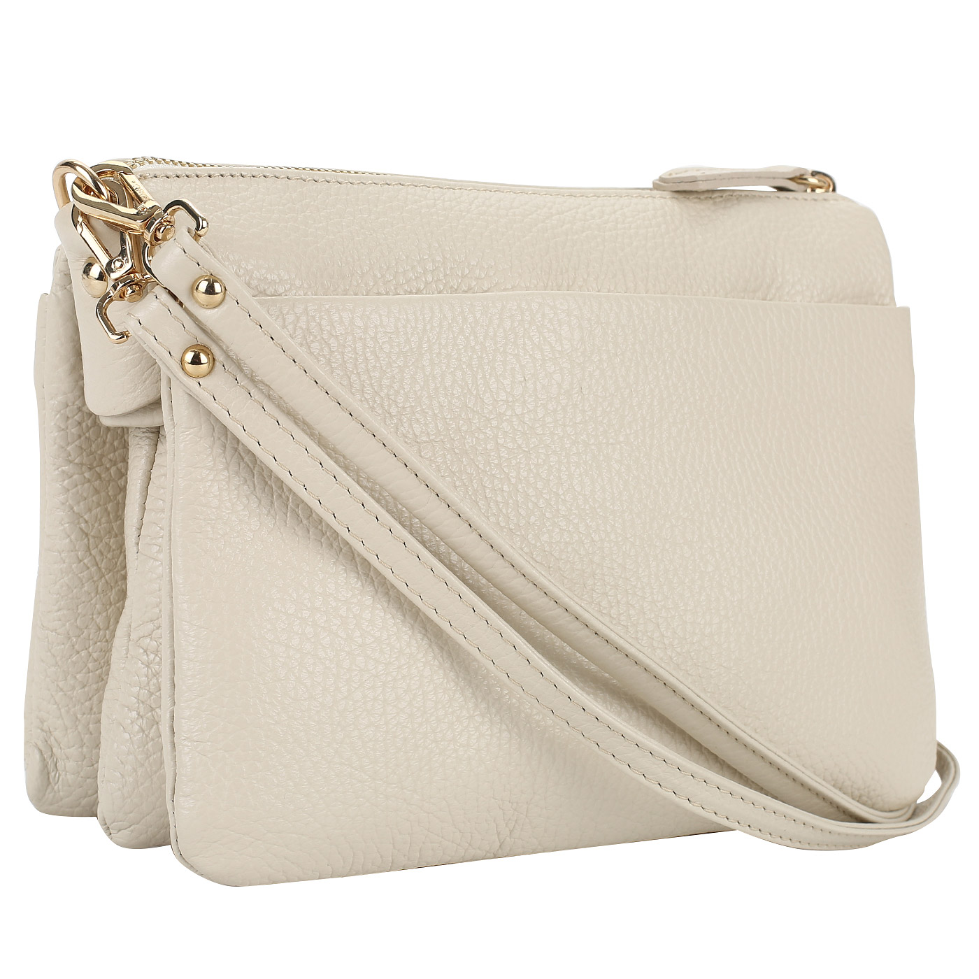 Кремовая сумочка из кожи Bruno Rossi 