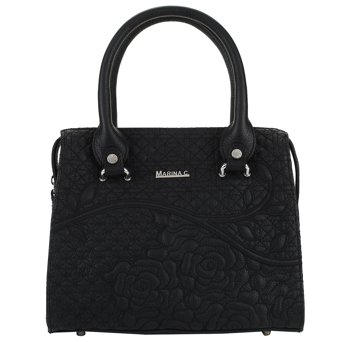 Marina Creazioni Кожаная сумка с вышивкой