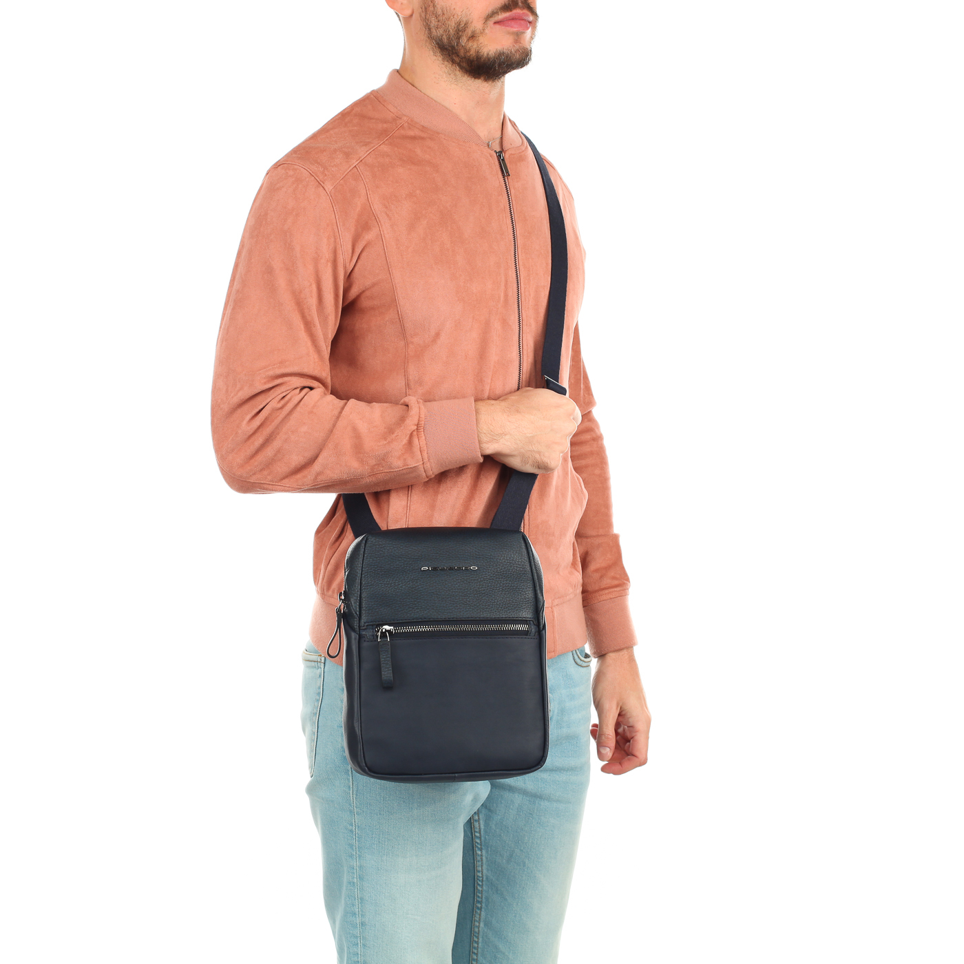 Сумка-планшет из синей кожи Piquadro Line