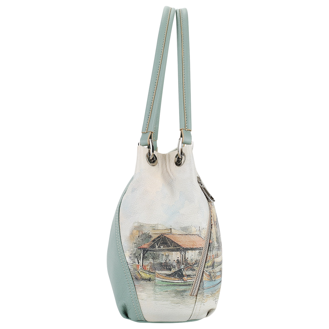 Кожаная сумка с принтом Chatte 