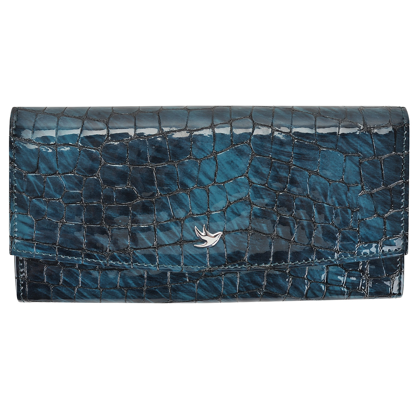 Aurelli Кожаное лаковое портмоне с выделкой под крокодила