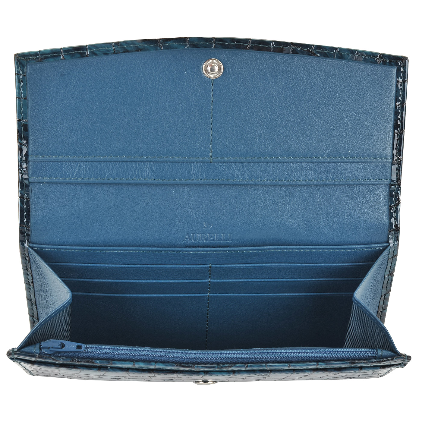 Кожаное лаковое портмоне с выделкой под крокодила Aurelli Divine