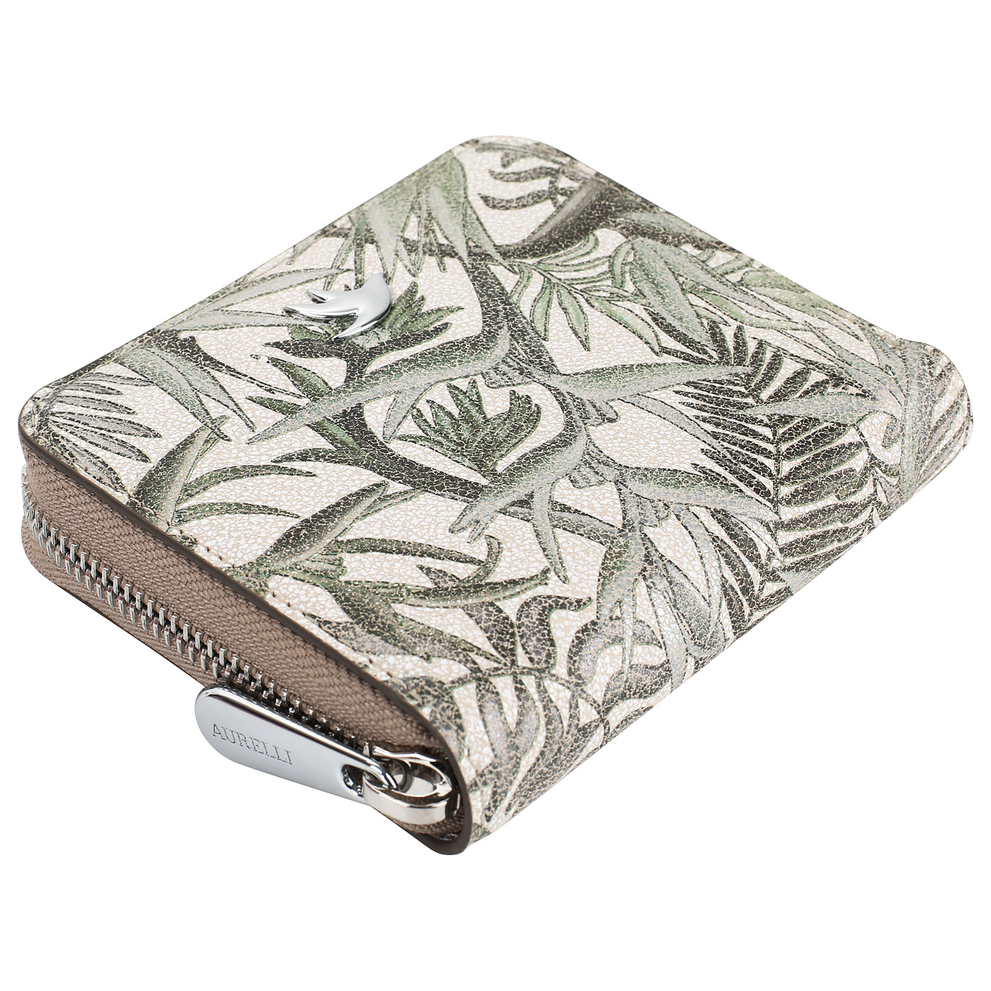 Кожаный складной кошелек с принтом Aurelli Luna tropico