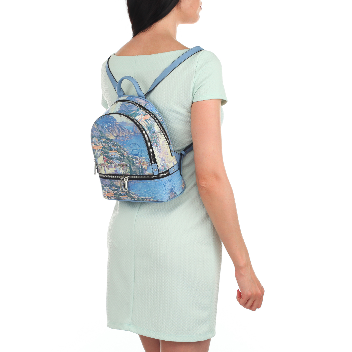 Сафьяновый рюкзачок с принтом Chatte 